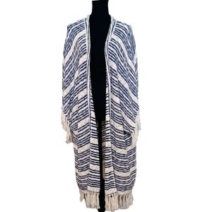 Gap Longline Boho Knit Cotton Ramie Kimono Cardigan Sweater Womens Sz XL